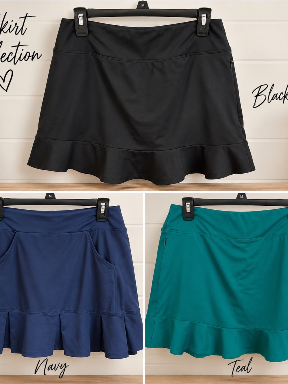 Bundle (2) AceGolf (1) Black (med), Navy(Lrg), and Emerald Green (Lrg) skorts